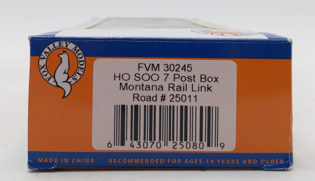 Fox Valley Models 30245 HO Montana Rail Link 7 Post Box Car #25011