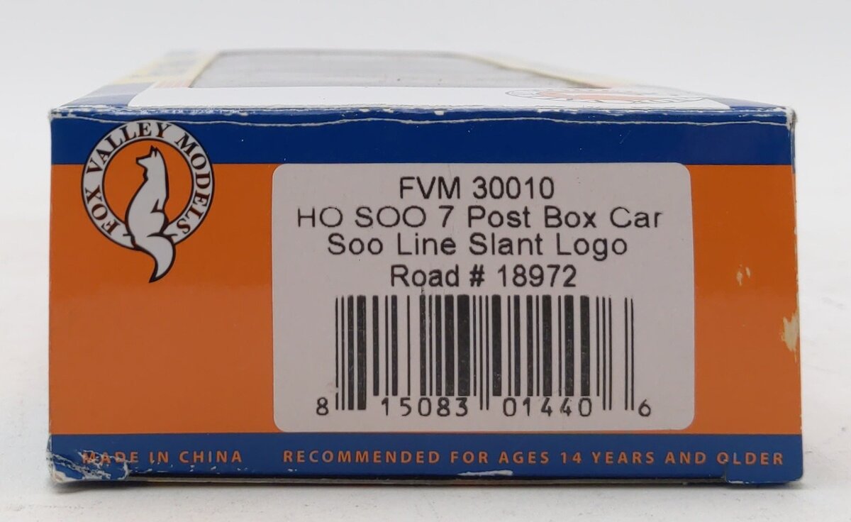 Fox Valley Models 30010 HO Scale Soo Line Box Car w/ Slant Logo #18972