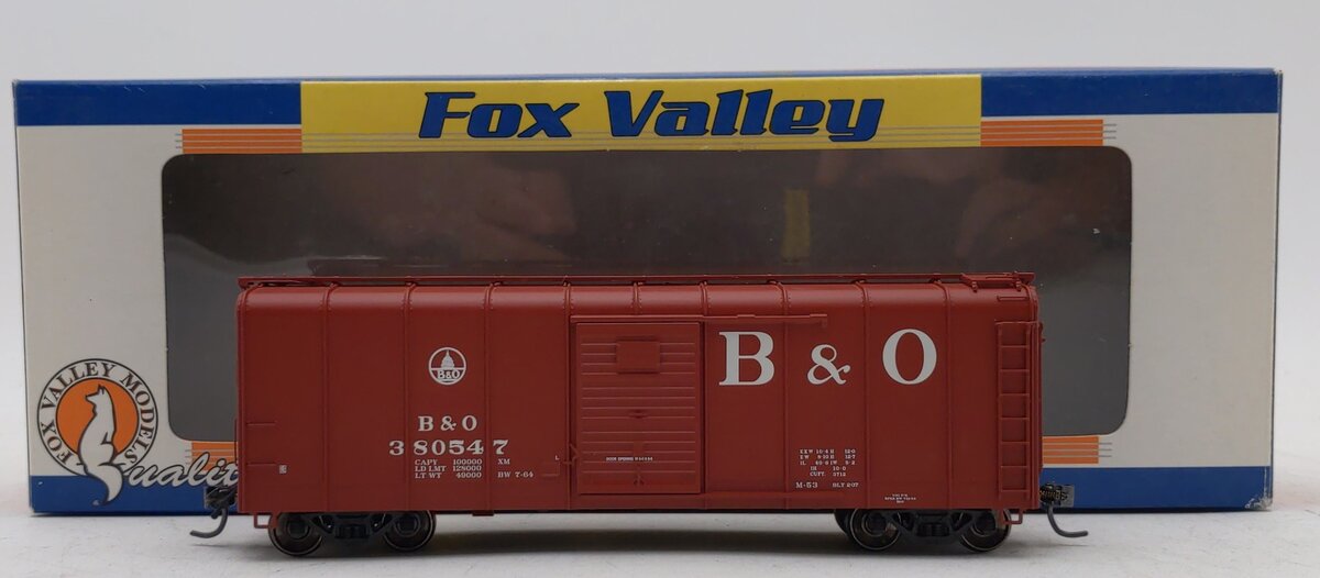 Fox Valley Models 30320 HO B&O Cap Dome Bill Wagontop/Young Door Box Car #380547