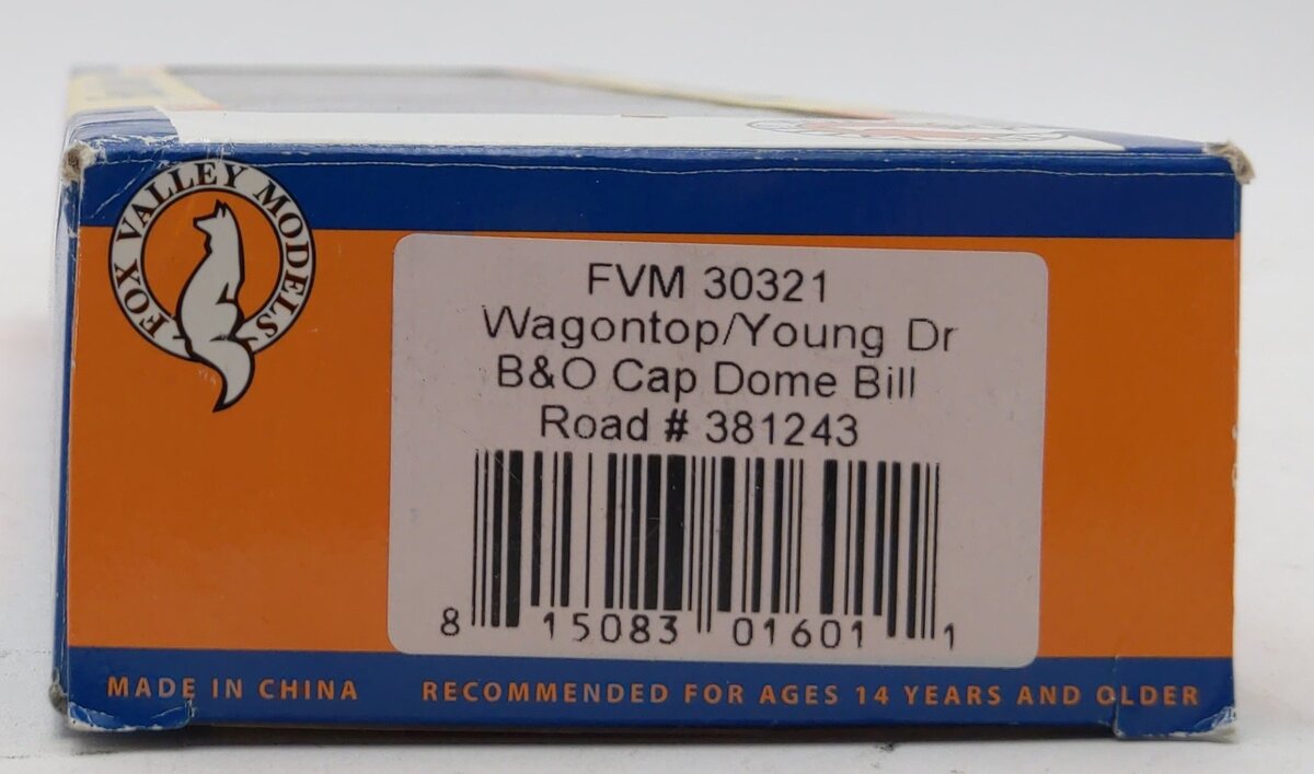Fox Valley Models 30321 B&O Wagontop "Cap Dome Bill" Box Car #381243