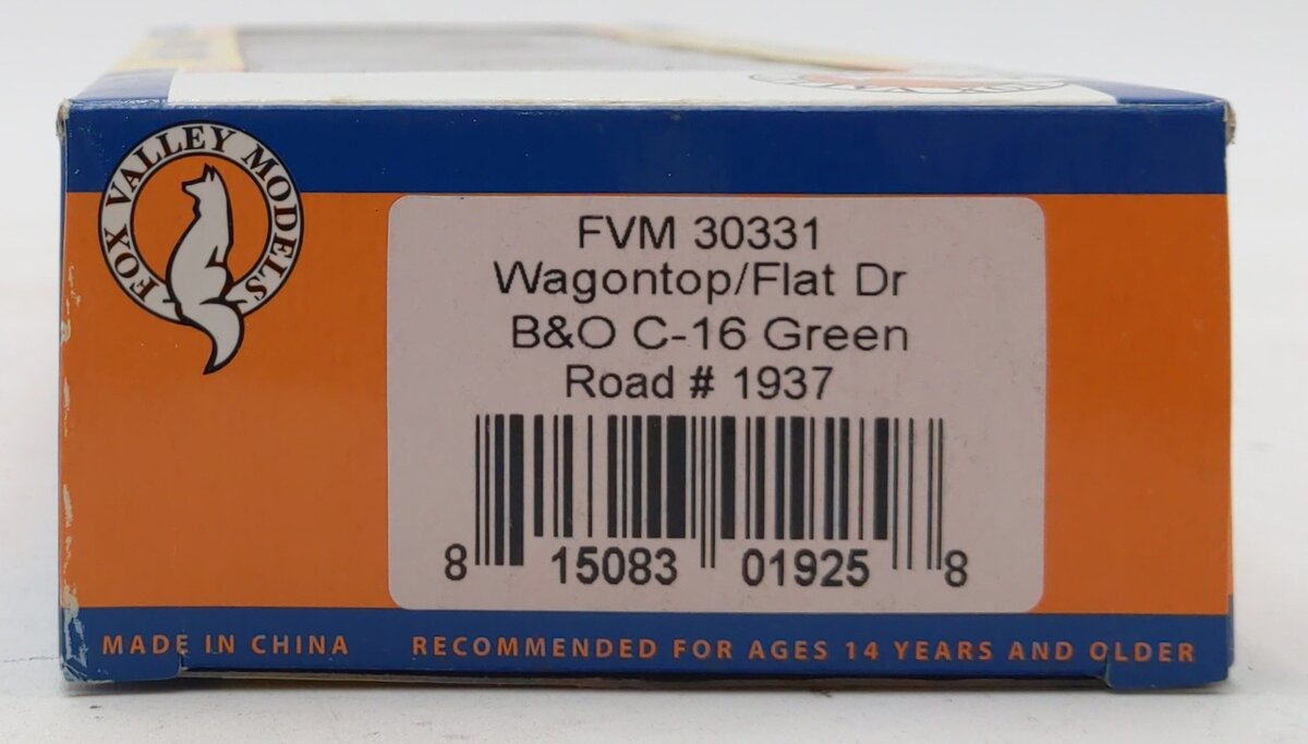 Fox Valley Models 30331 HO B&O C-16 Wagontop Express Boxcar w/Flat Doors #1937