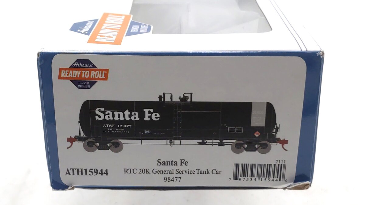 Athearn 15944 HO Atchison Topeka Santa Fe RTR RTC 20K Gallon Tank Car #98477