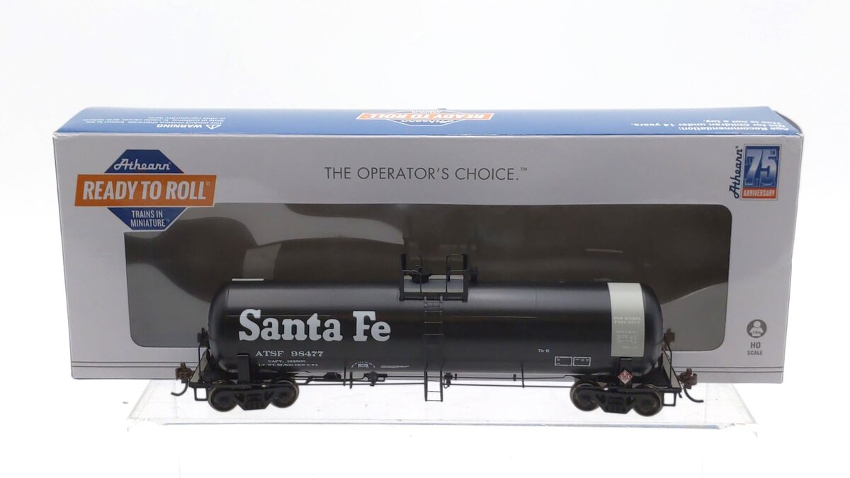 Athearn 15944 HO Atchison Topeka Santa Fe RTR RTC 20K Gallon Tank Car #98477