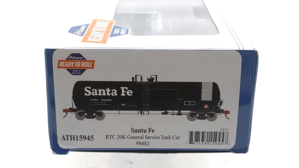 Athearn 15945 HO Atchison Topeka Santa Fe RTR RTC 20,900 Gallon Tank Car #98482 LN/Box