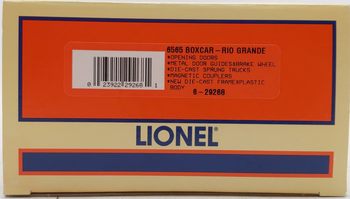 Lionel 6-29268 O Gauge Denver & Rio Grande 6565 Boxcar #63067 LN/Box
