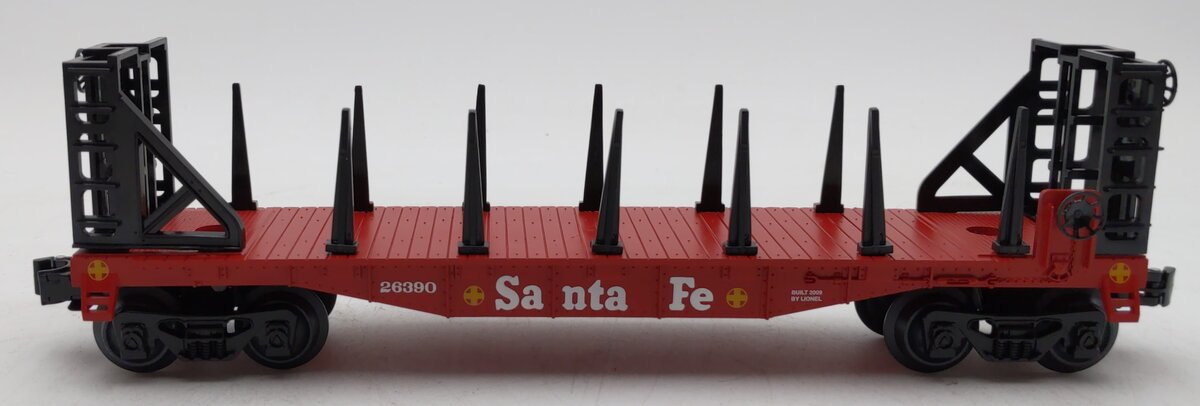 Lionel 6-26390 O Gauge Santa Fe Flatcar with Bulkheads