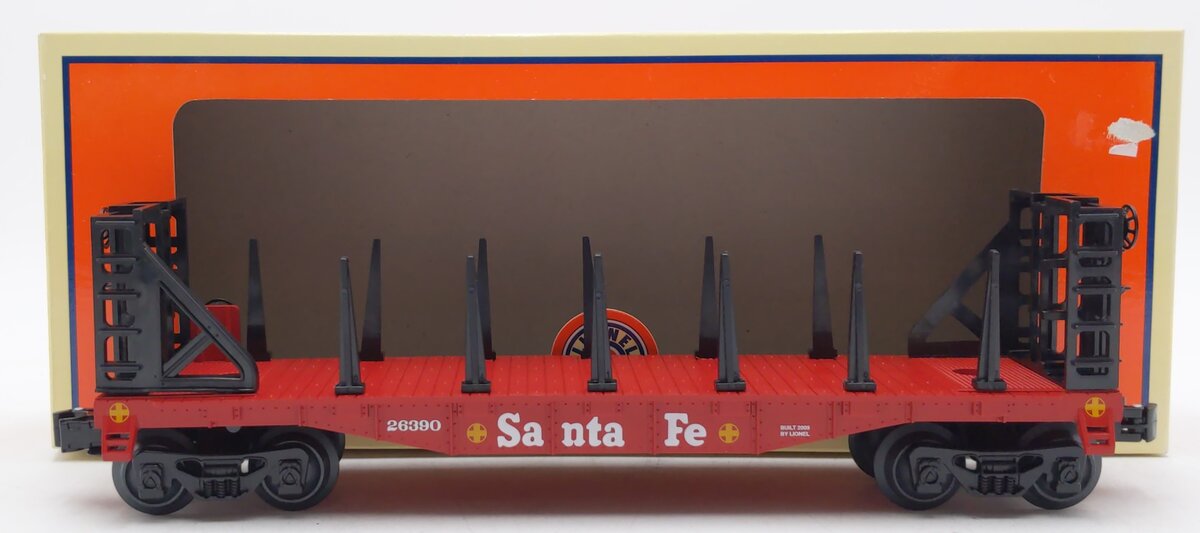 Lionel 6-26390 O Gauge Santa Fe Flatcar with Bulkheads