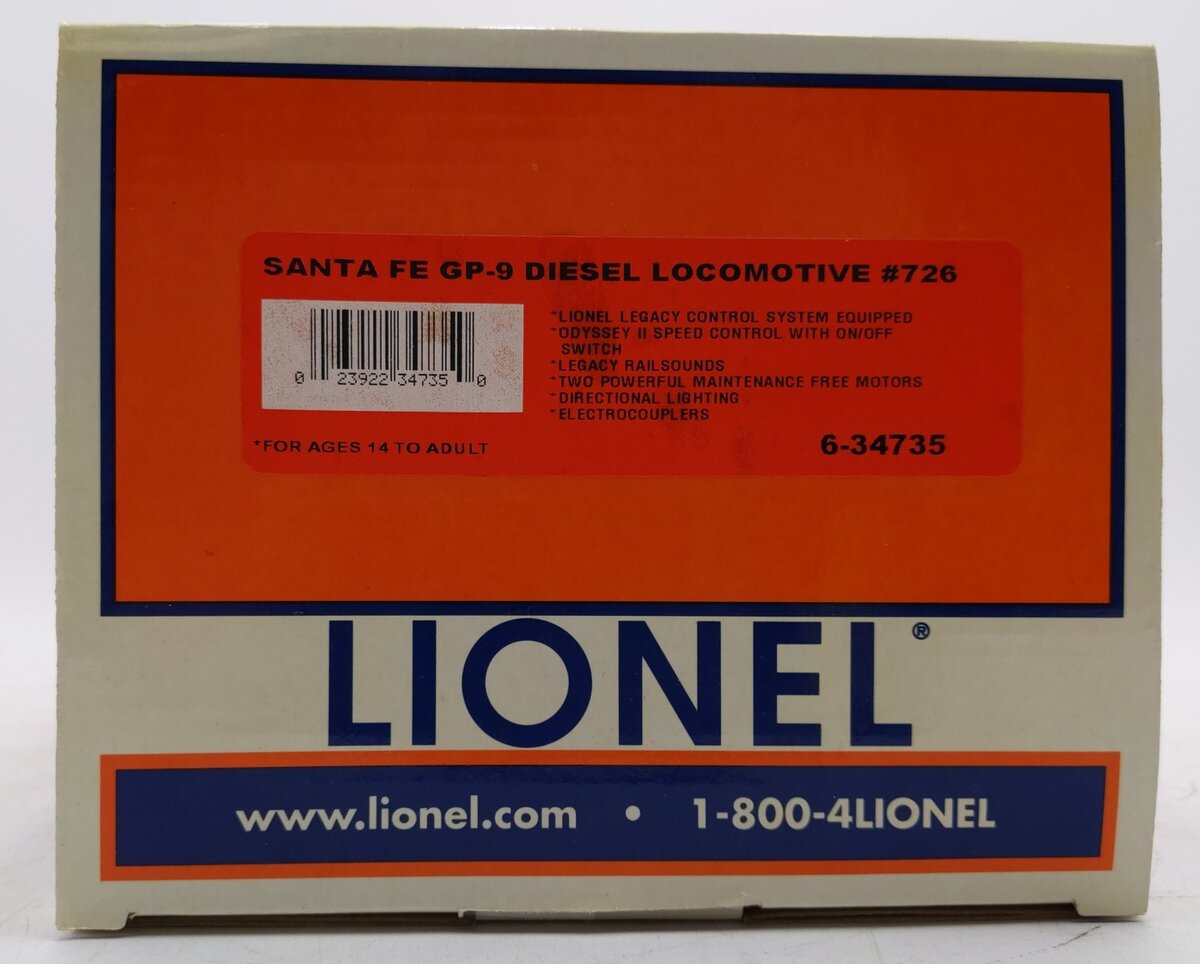 Lionel 6-34735 Santa Fe Legacy Scale GP9 Diesel Locomotive #726