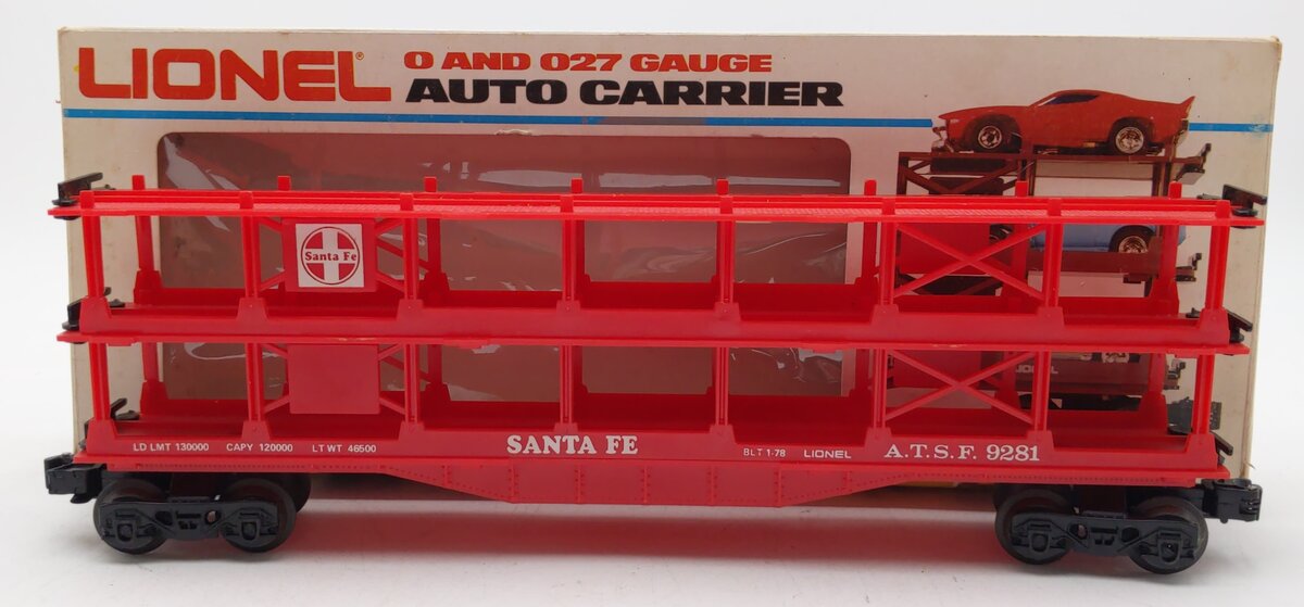 Lionel 6-9281 O Gauge Santa Fe Tri-level Auto Carrier NIB