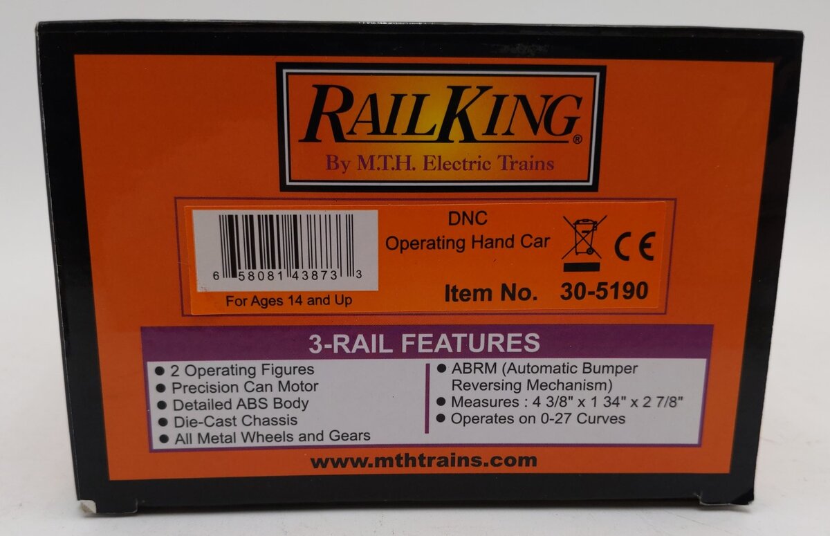 MTH 30-5190 O DNC Operating Hand Car #2020