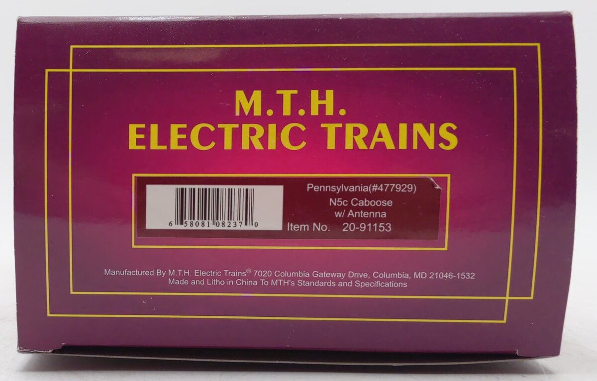 MTH 20-91153 O Gauge Pennsylvania N5C Illuminated Caboose w/ Antenna #477929 LN/Box