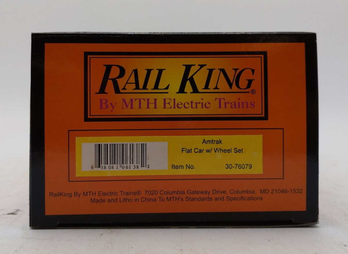 MTH 30-76079 O Amtrak RailKing Flatcar with Wheel Sets #16702 LN/Box
