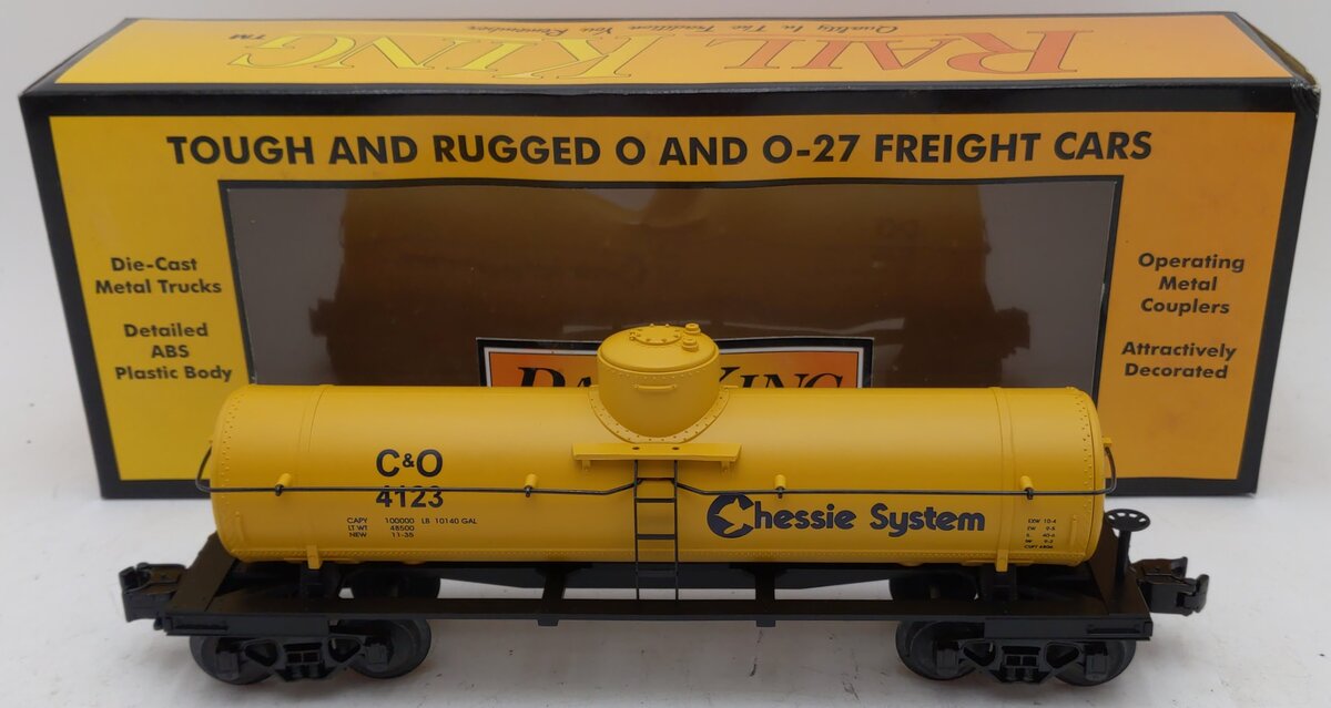 MTH 30-7308 O Gauge Chesapeake & Ohio Semi-Scale Tank Car #4123 LN/Box