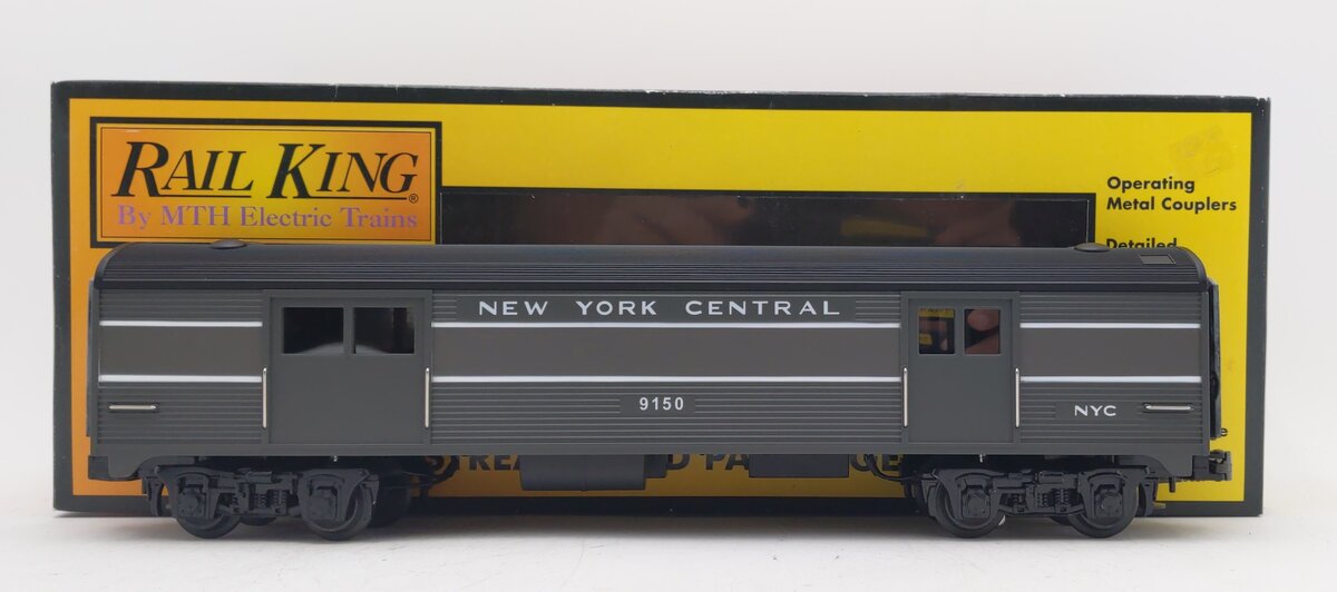 MTH 30-6110B NYC Lighting Stripe O-27 Streamlined Illuminated Baggage Car LN/Box
