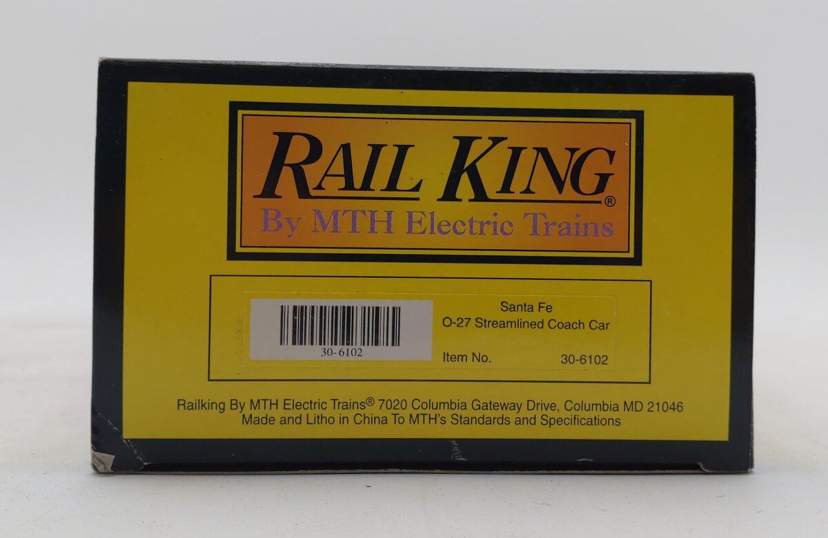 MTH 30-6102 O Gauge Santa Fe Coach Passenger Car #3161 LN/Box
