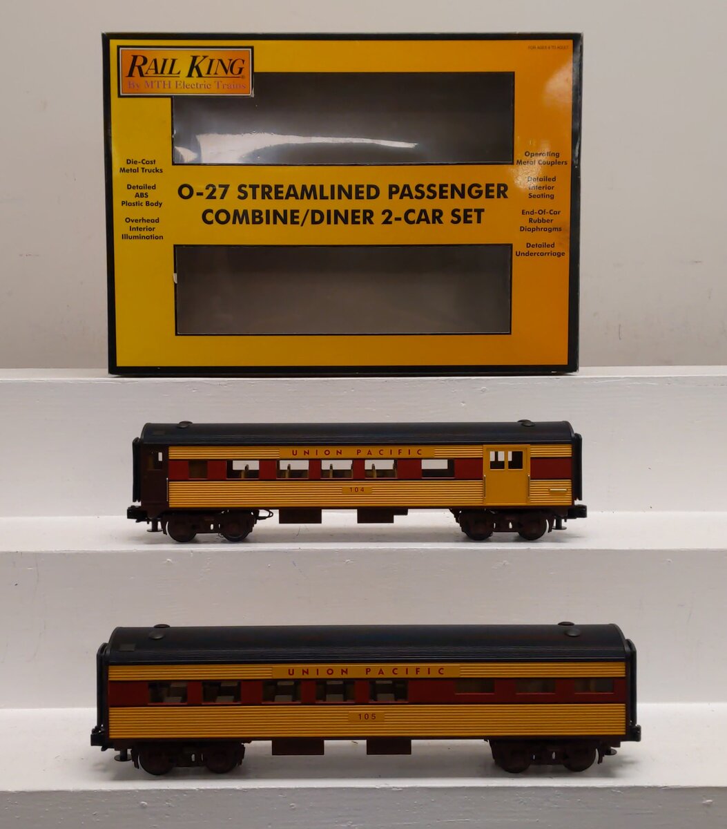 MTH 30-6108 O Union Pacific Streamlined Combine/Diner Set LN/Box