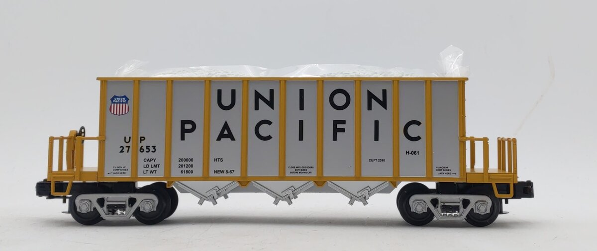MTH 20-98323 O Gauge Union Pacific Rapid Discharge Hopper #27653 w/ Rock Load LN