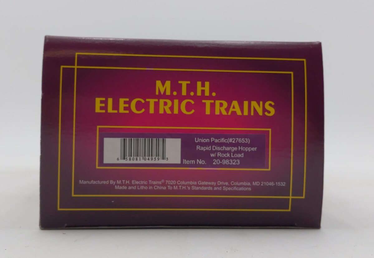 MTH 20-98323 O Gauge Union Pacific Rapid Discharge Hopper #27653 w/ Rock Load LN/Box