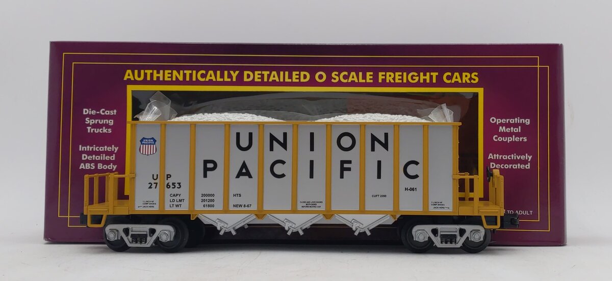 MTH 20-98323 O Gauge Union Pacific Rapid Discharge Hopper #27653 w/ Rock Load LN/Box