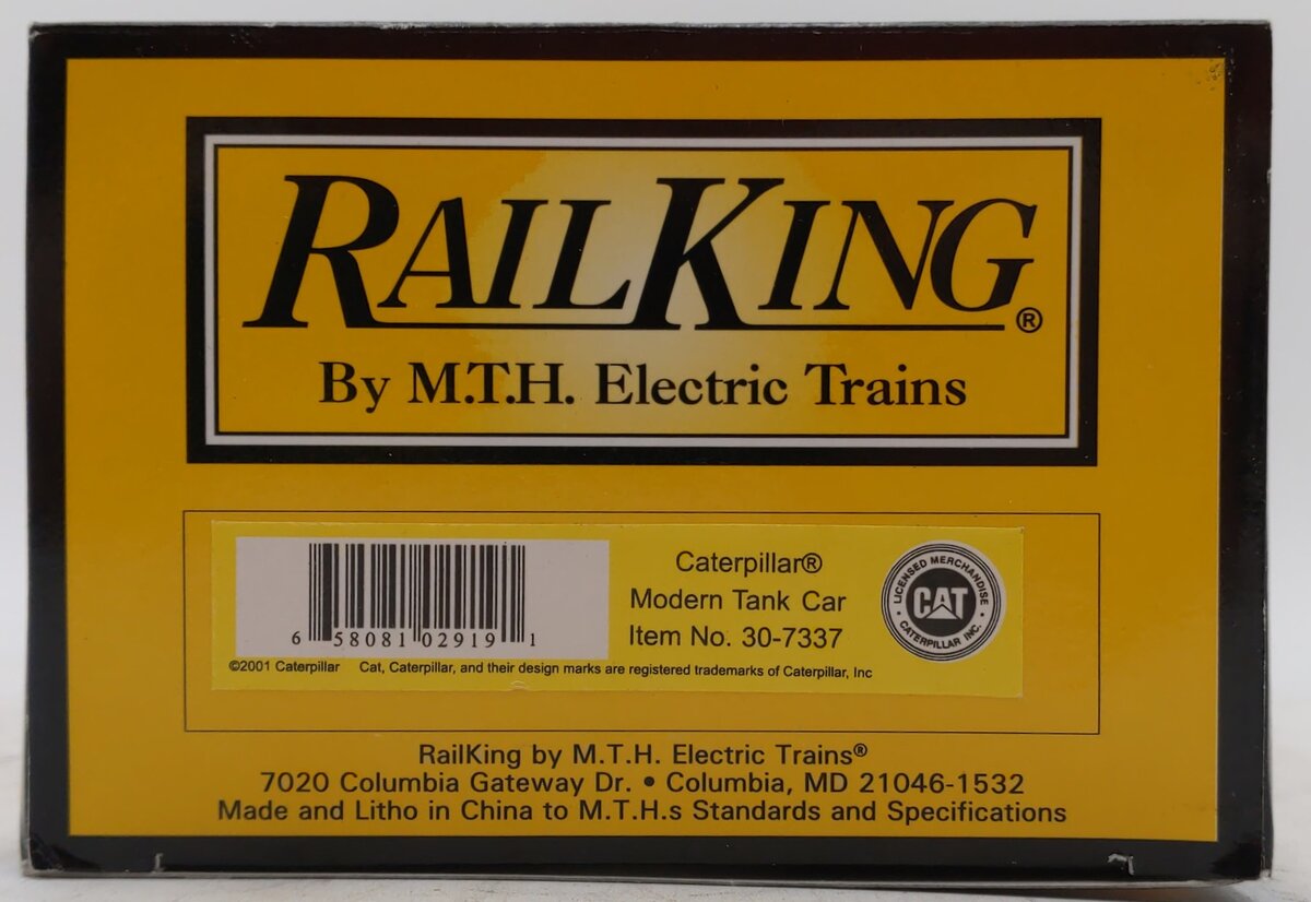 MTH 30-7337 O Gauge Caterpillar Modern Tank Car #2001 NIB