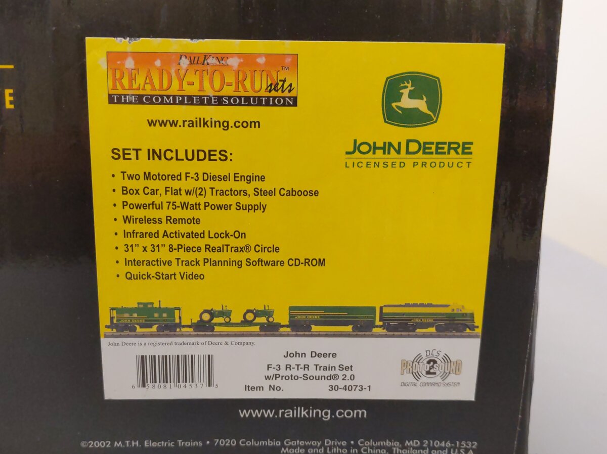 MTH 30-4073-1 John Deere RailKing F-3 O Gauge Train Set with Proto-Sound 2.0 EX/Box