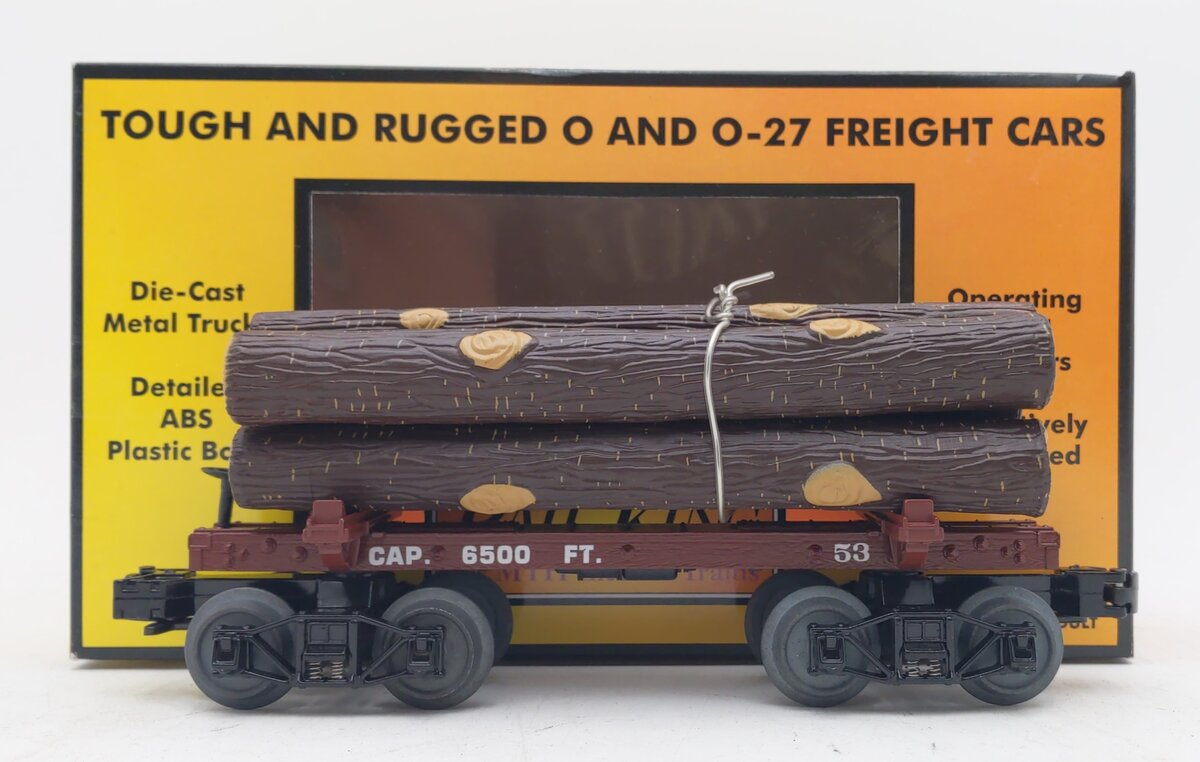 MTH 30-7677 O Gauge 19th Century Log Car #53 LN/Box