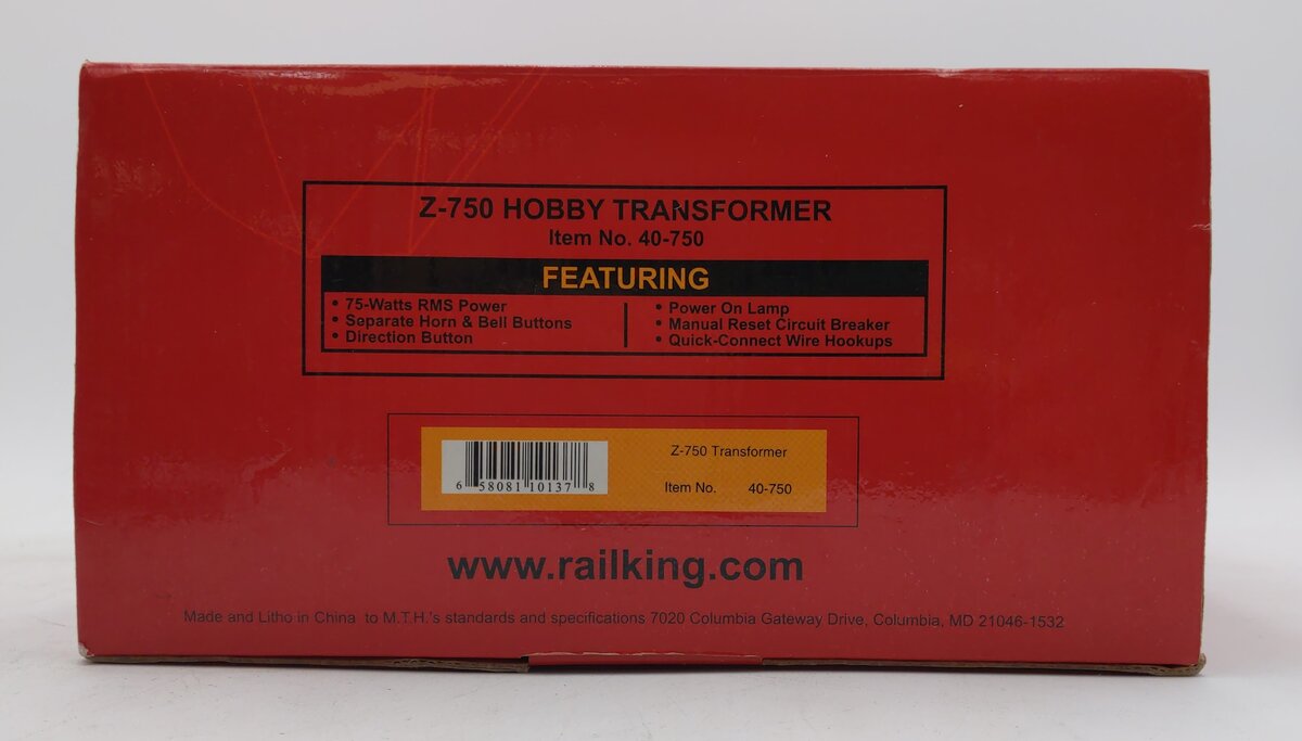 MTH 40-750 Z-750 Hobby Transformer with Controller EX/Box