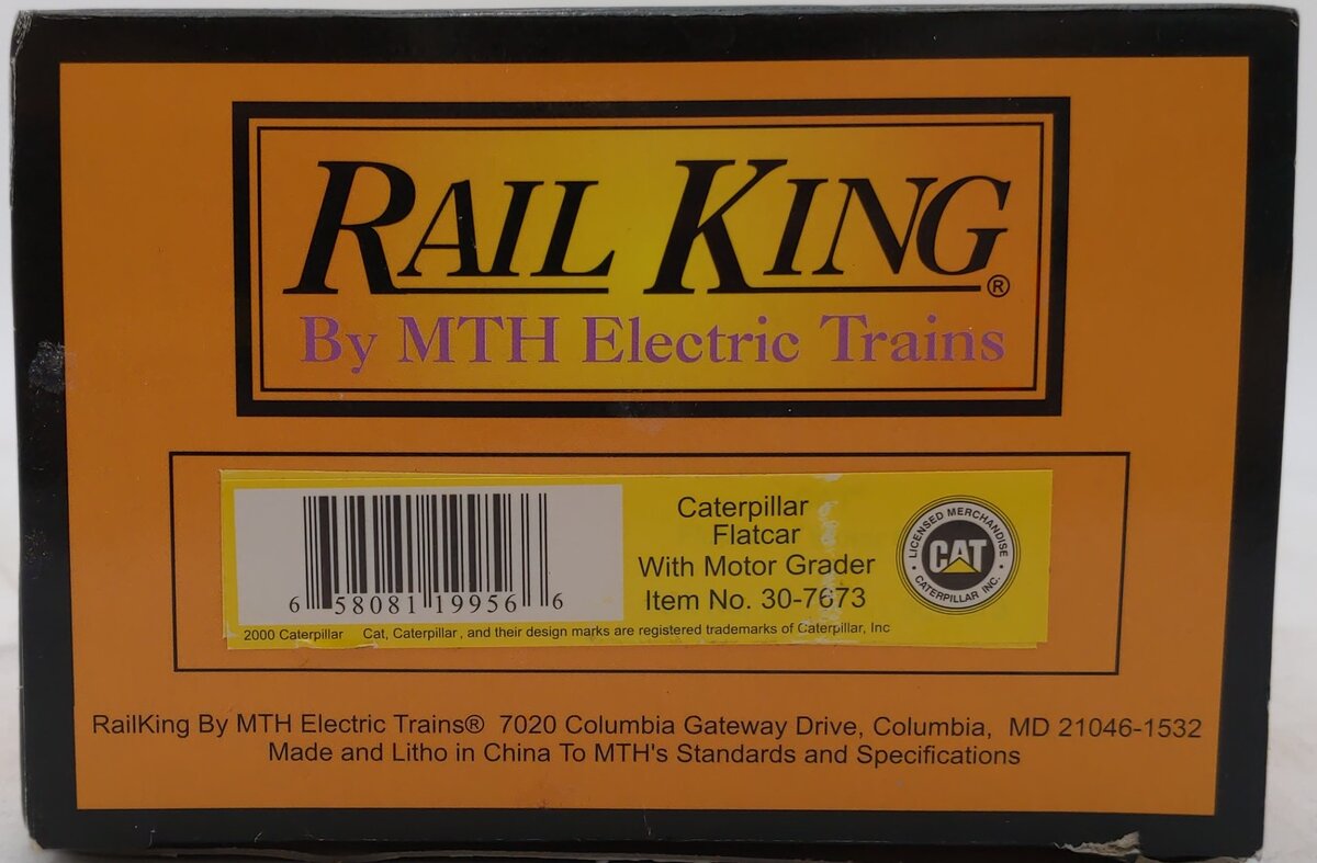 MTH 30-7673 O Gauge Caterpillar Flatcar #252000 with Motor Grader LN/Box