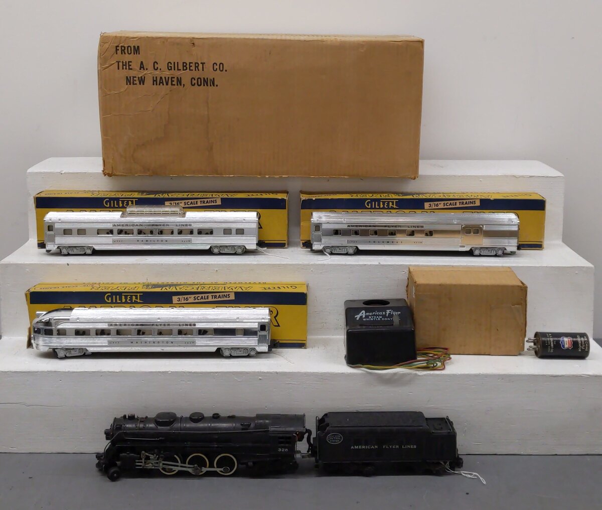 American Flyer 5351W S Postwar Hudson Passenger Set w/ # 326, 963, 962 & 960 [4] VG