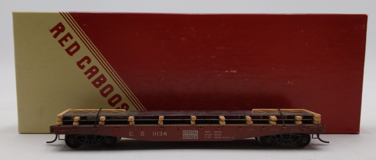 Red Caboose RC-2258-3 HO Custom Central of Georgia 42' Flatcar with Load #11134 EX/Box