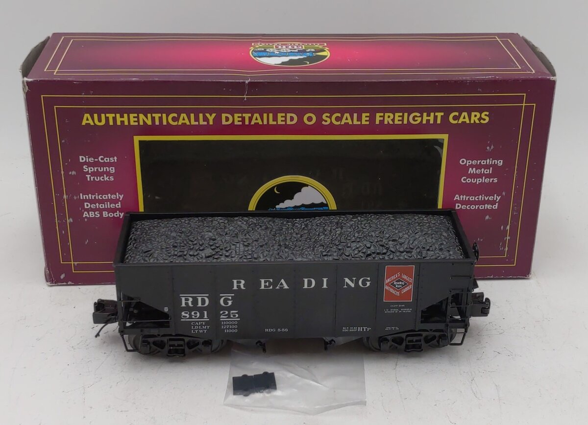 MTH 20-97292 O Reading 2-Bay Fish Belly Hopper Car W/ Coal Load #89125