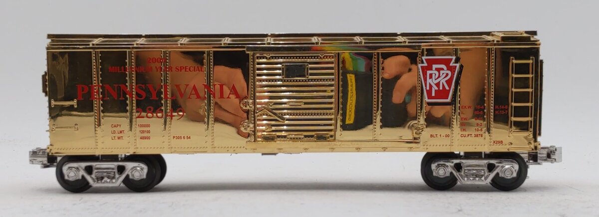 MTH 30-7446 O Gauge Gold Plated Pennsylvania Boxcar #28649 EX/Box
