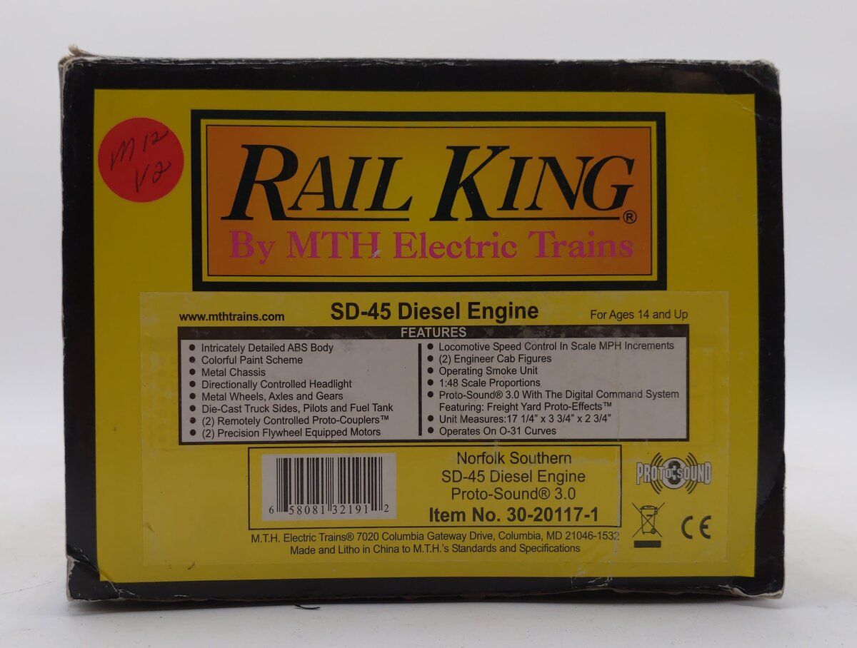 MTH 30-20117-1 Norfolk Southern SD45 Diesel Engine w/PS3.0 #1700