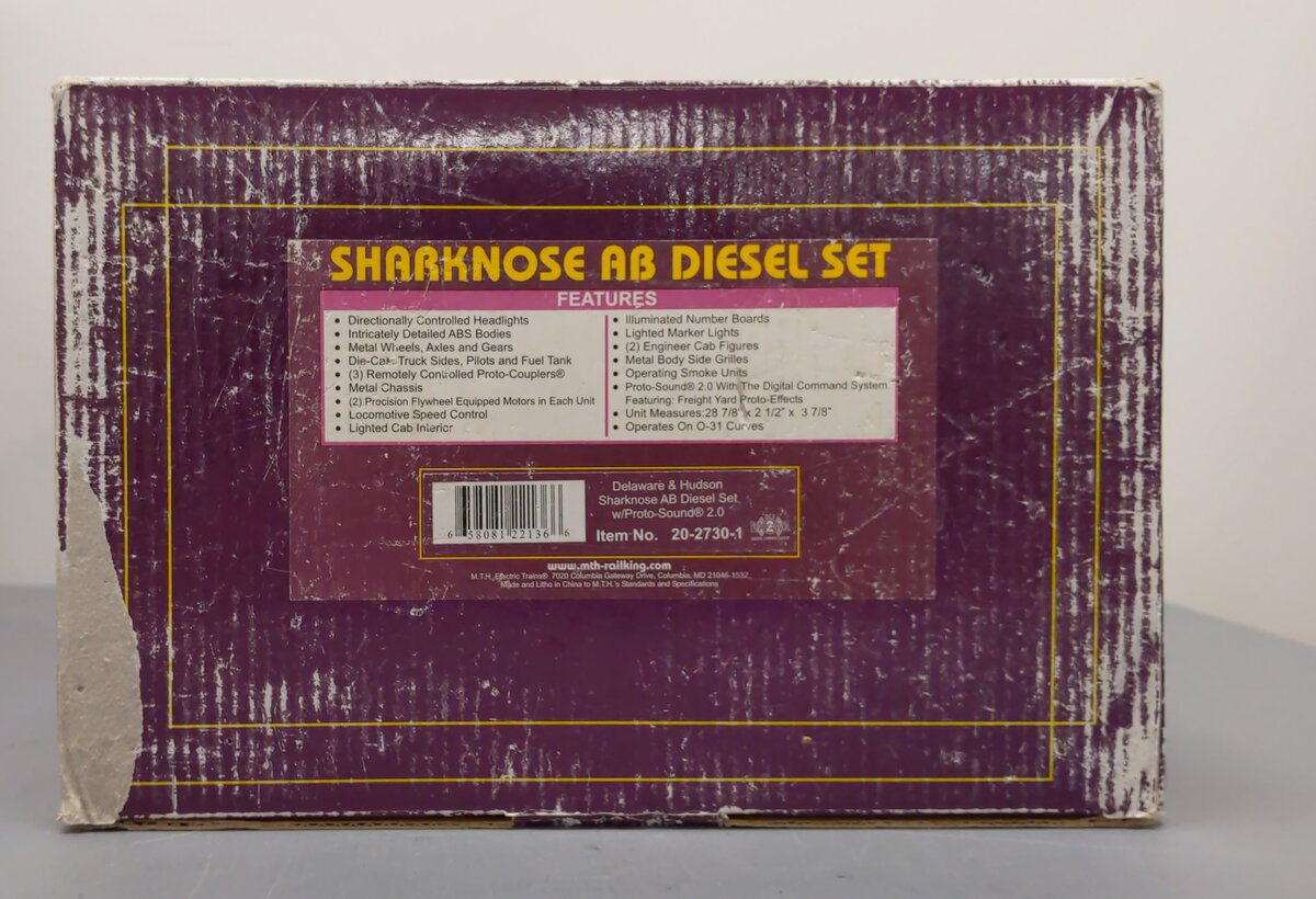 MTH 20-2730-1 D&H Sharknose AB Diesel Engine Set w/Proto-Sound 2.0 #1216 EX/Box