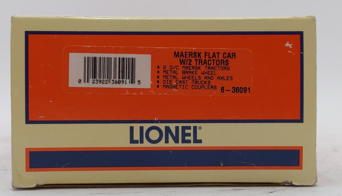 Lionel 6-36091 O Gauge Maersk Flat Car #250129 w/ 2 Diecast Tractors #250129 NIB