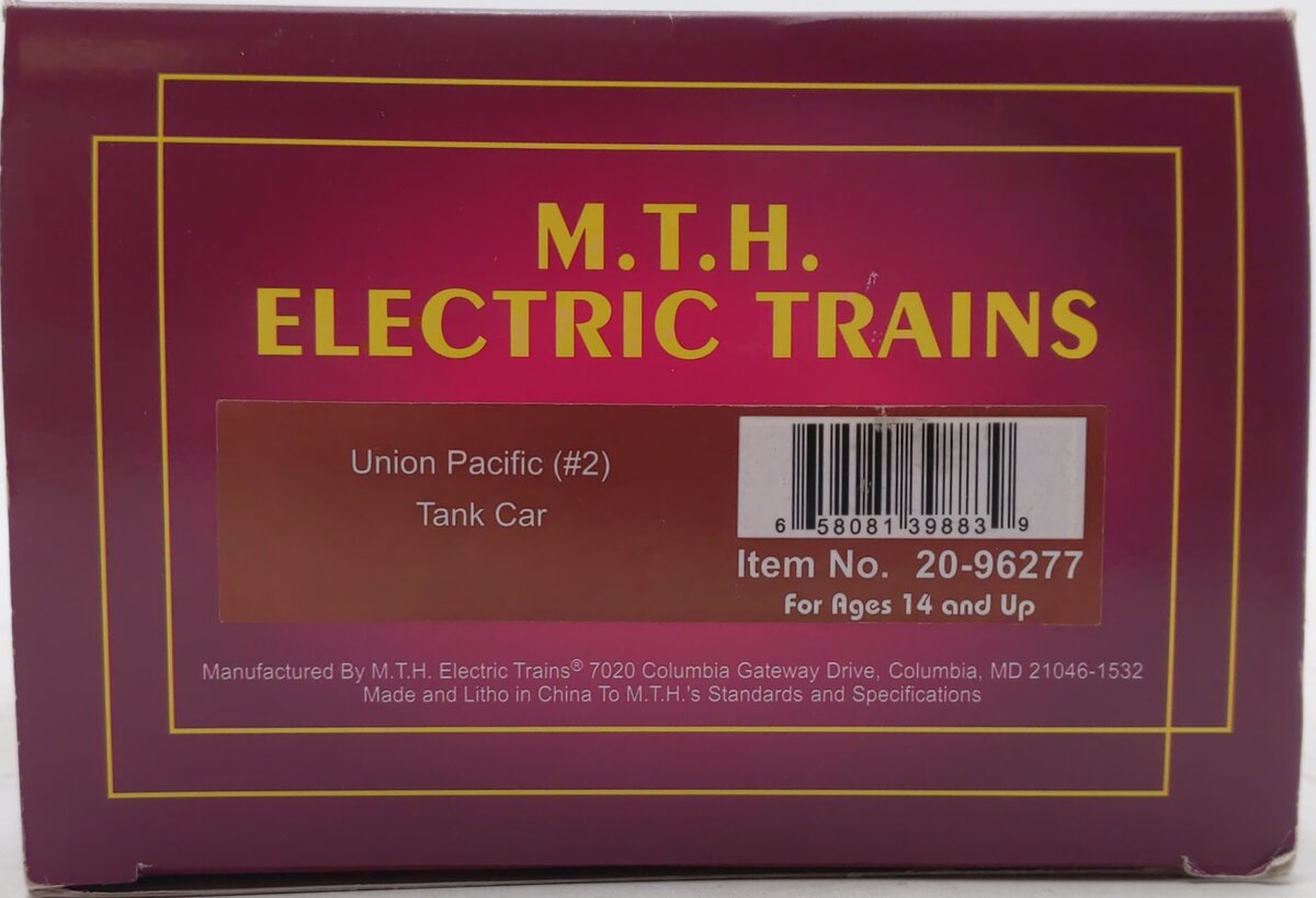 MTH 20-96277 O Union Pacific Tank Car #2