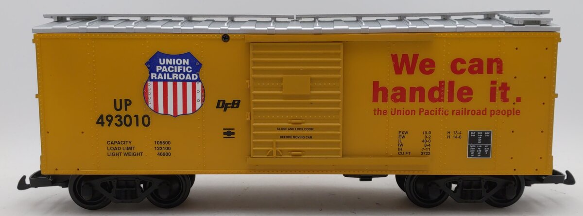 USA Trains R19151A G Union Pacific Yellow/Silver Boxcar #493010