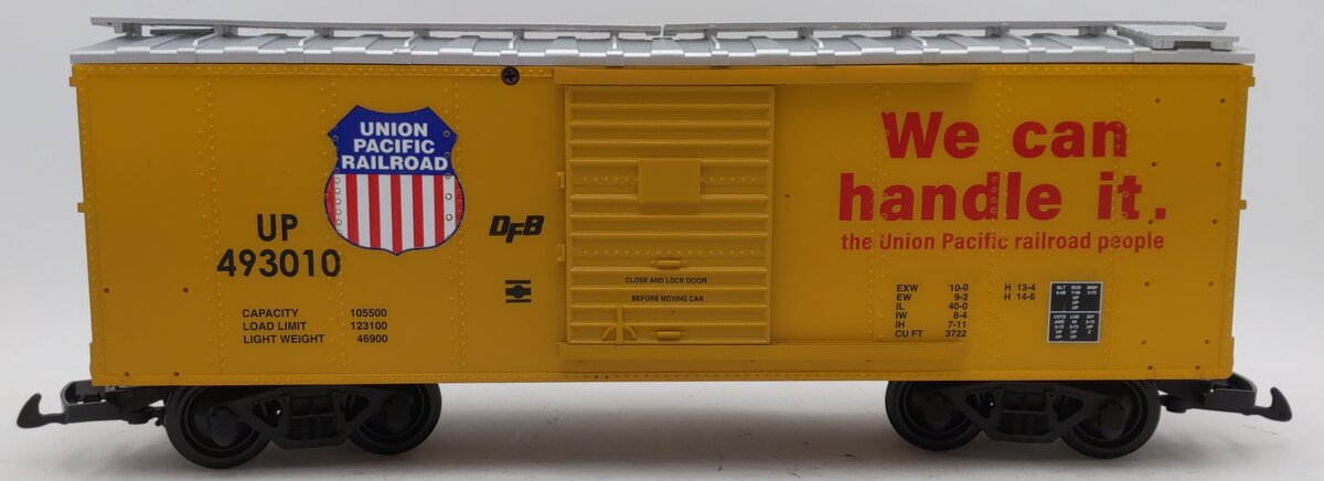 USA Trains R19151A G Union Pacific Yellow/Silver Boxcar #493010