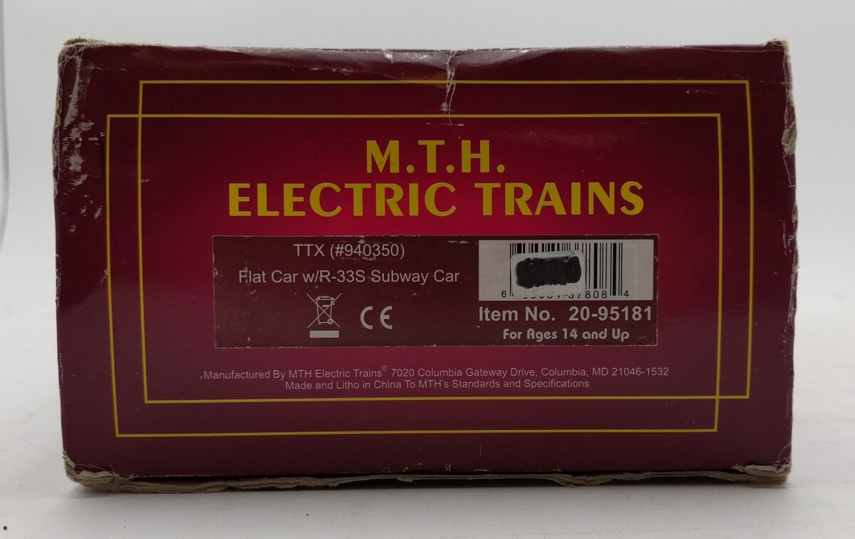 MTH 20-95181 O TTX Flatcar with R33S Subway Car