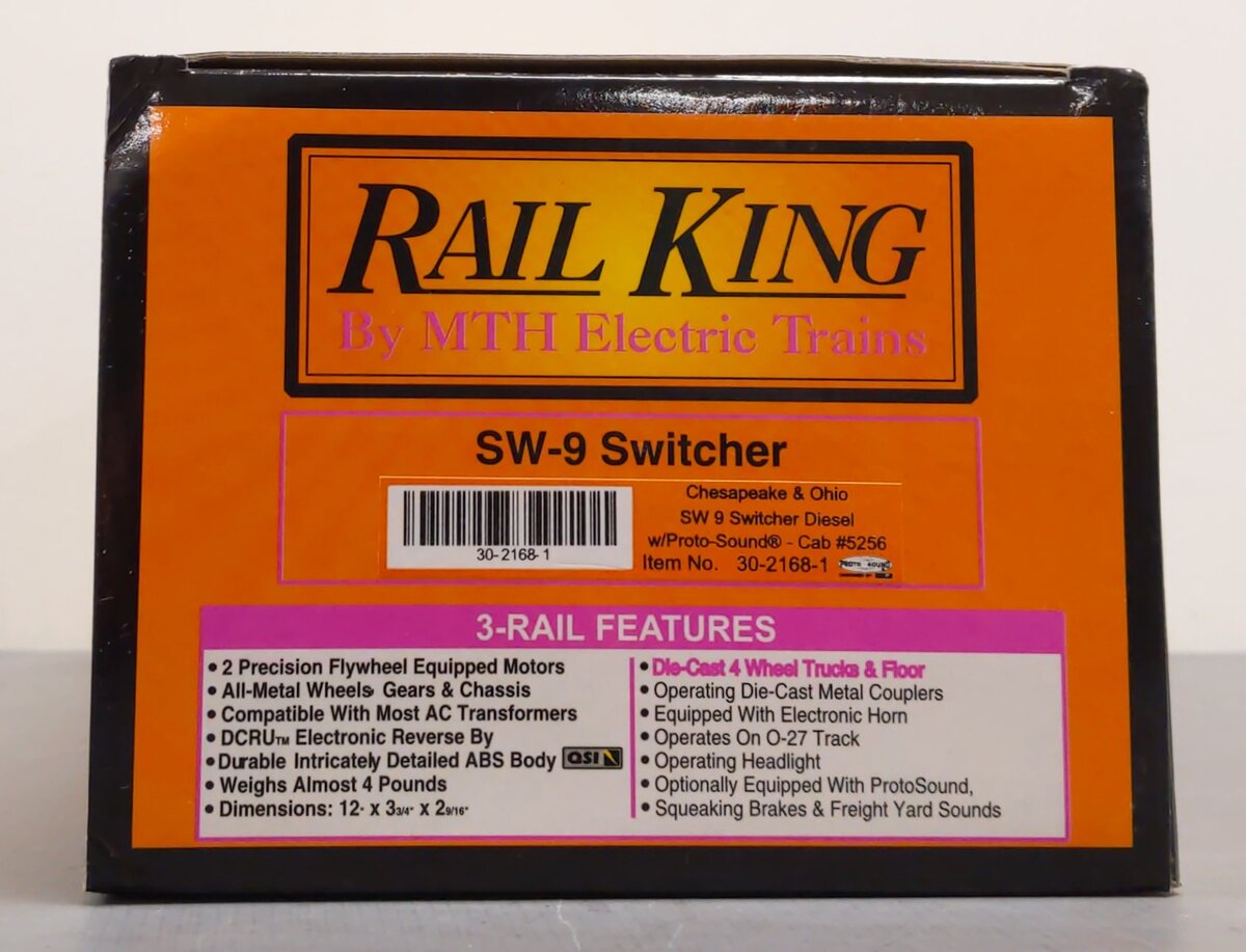 MTH 30-2168-1 Chesapeake & Ohio SW-9 Diesel Switcher w/PS1 #5256 LN/Box