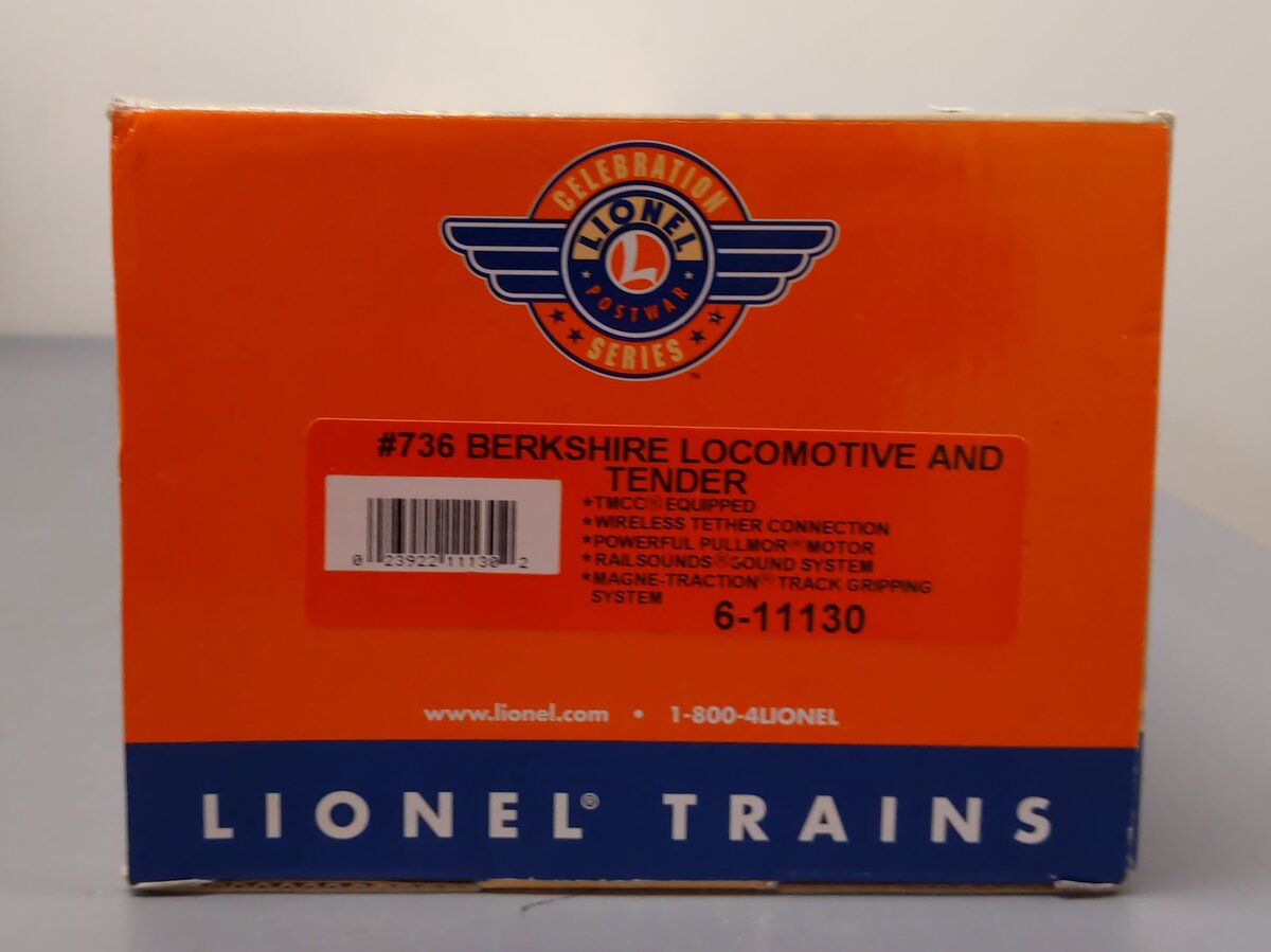 Lionel 6-11130 O Berkshire Steam Locomotive & Tender #736 LN/Box