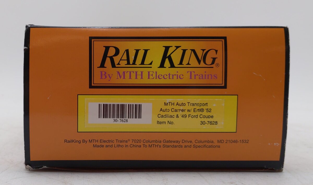MTH 30-7628 O Gauge Auto Carrier Flatcar with 4 Ertl Cars #4952 EX/Box