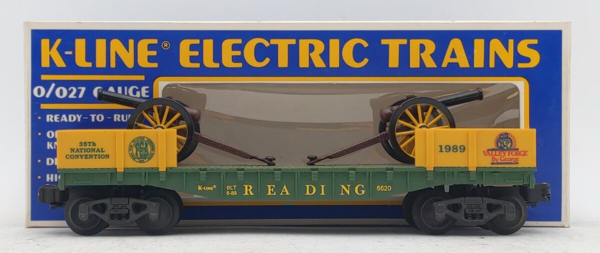 K-Line K6620 O Gauge Reading TCA-1989  Flatcar w/ Civil War Cannons LN/Box