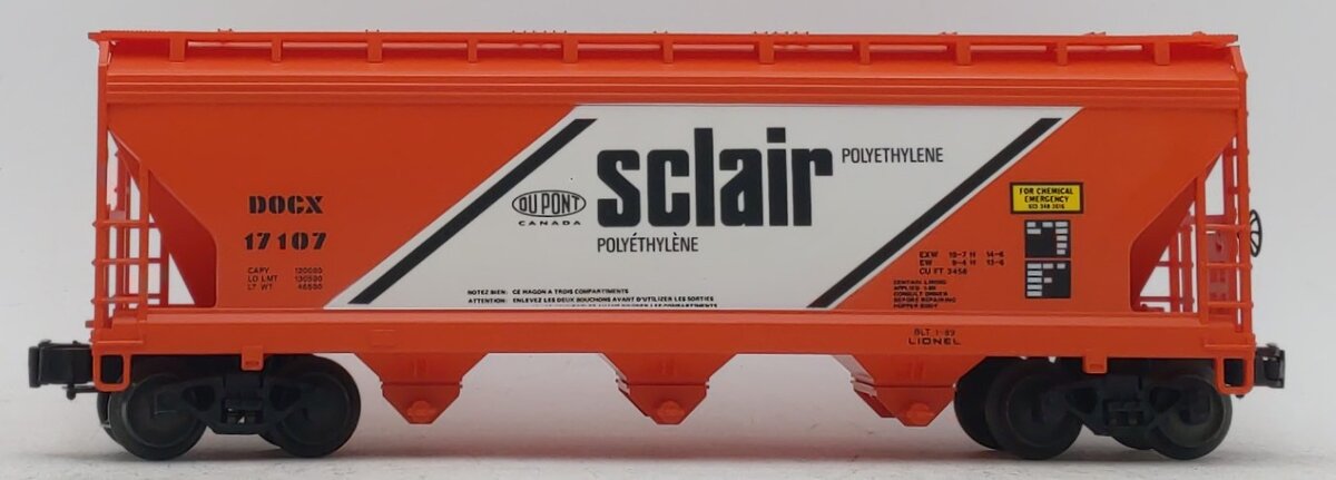 Lionel 6-17107 O Gauge Sclair 3-Bay Covered Hopper