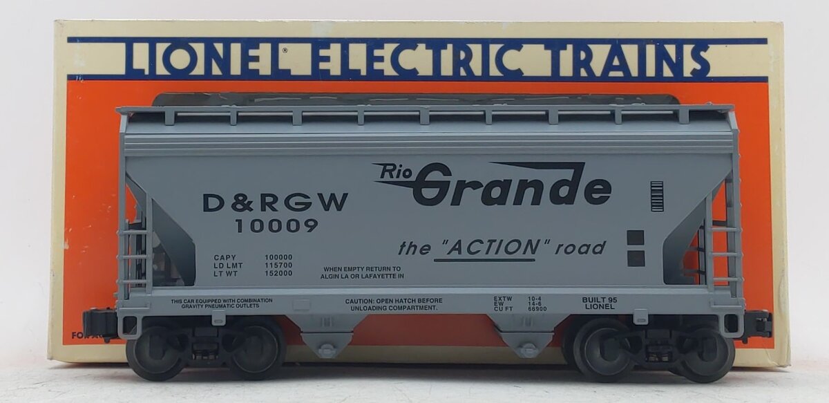 Lionel 6-17008 O Gauge Denver & Rio Grande Western 2-Bay Hopper Car #10009 EX/Box