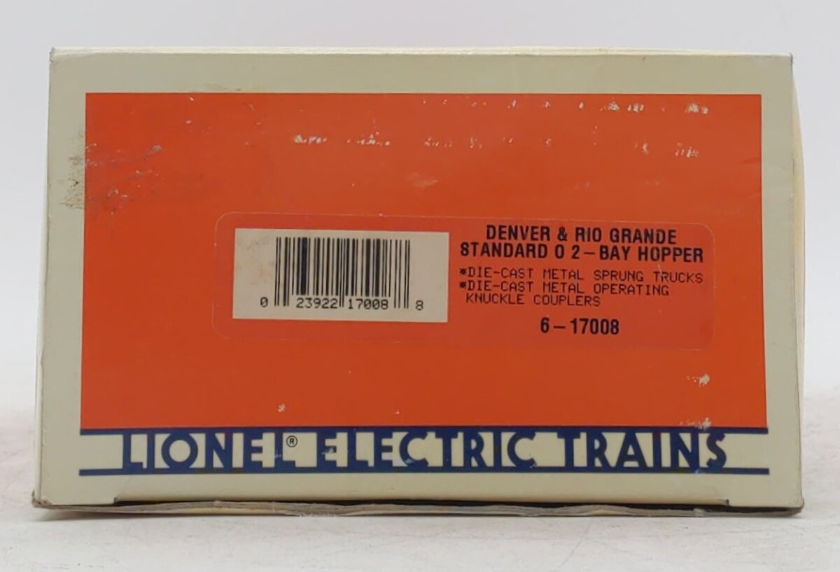 Lionel 6-17008 O Gauge Denver & Rio Grande Western 2-Bay Hopper Car #10009 EX/Box