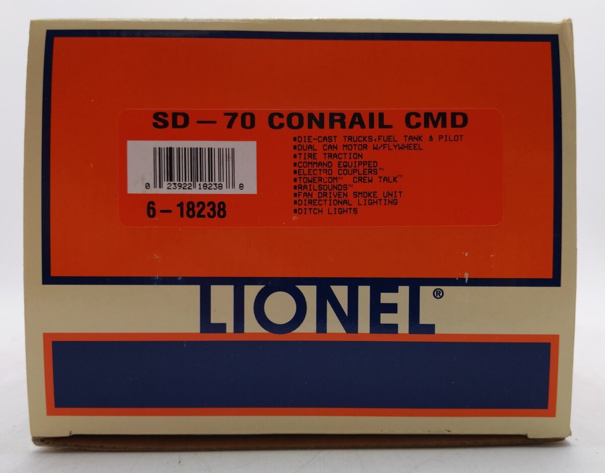 Lionel 6-18238 O Gauge Conrail SD70 Diesel Locomotive w/Railsounds #4145 LN/Box
