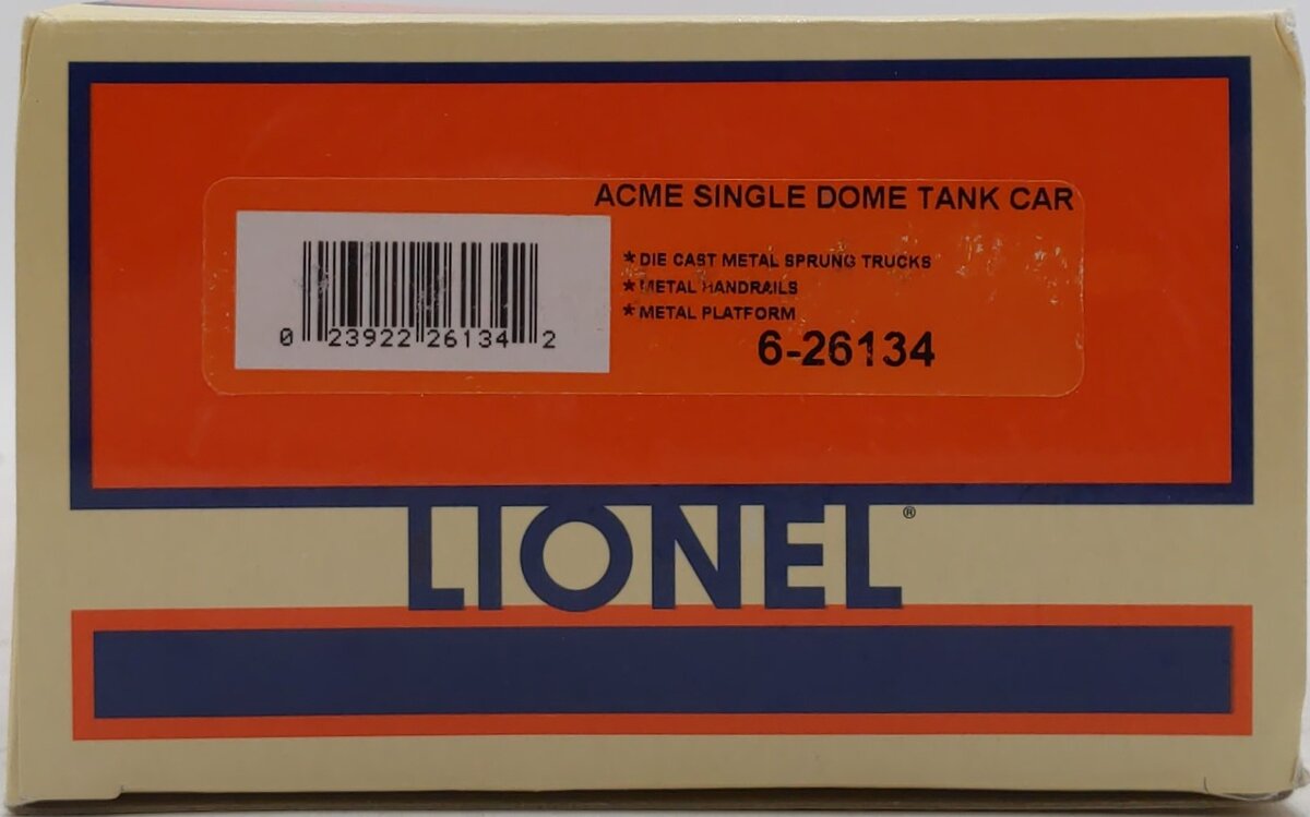 Lionel 6-26134 O Scale Acme Single Dome Tank Car LN/Box