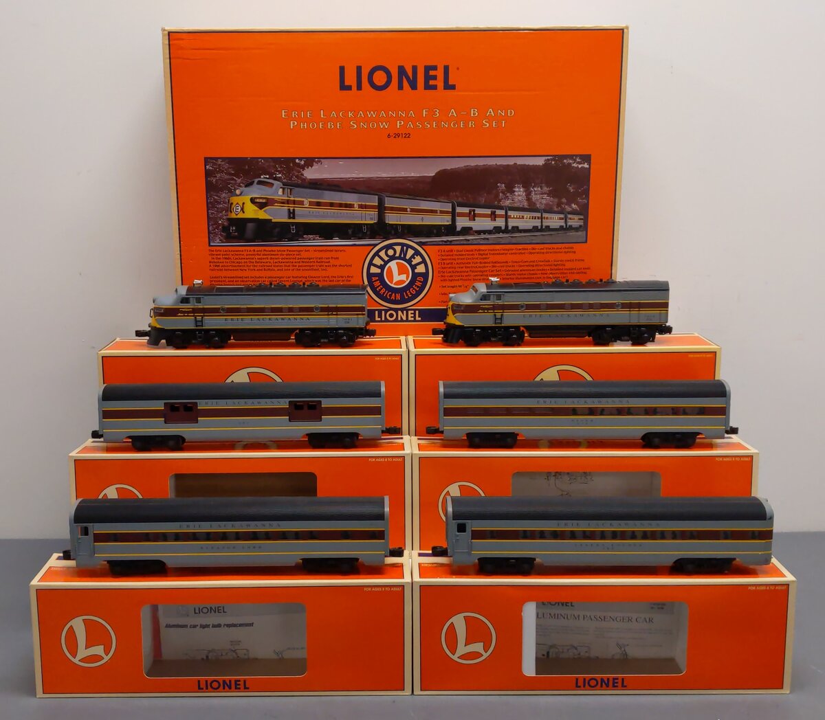 Lionel 6-29122 O Gauge Erie Lackawanna F3 AB Diesel Passenger Train Set EX/Box