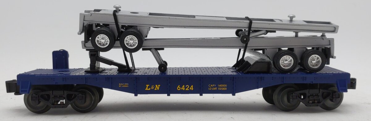 Lionel 6-19474 O Louisville & Nashville Flatcar W/Trailer Frames #6424 NIB
